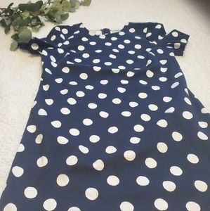 Boden Navy & White Polka Dot Crew Neck Dress